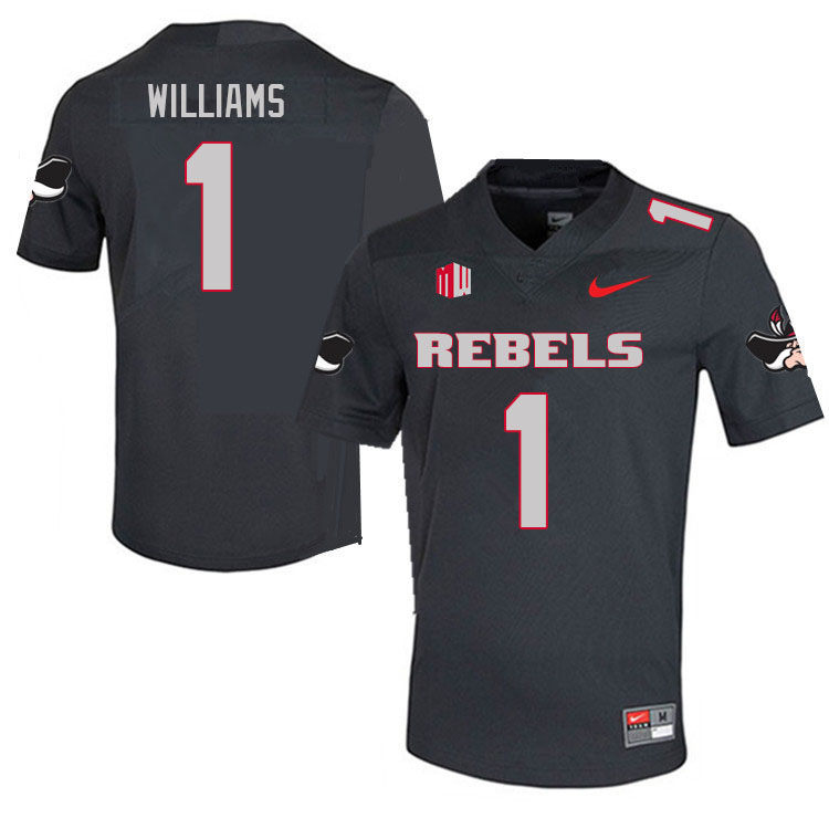 Men #1 Kyle Williams UNLV Rebels College Football Jerseys Sale-Charcoal